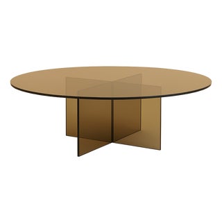 Round Coffee Table in Bronzed Glass by Lebanto For Sale