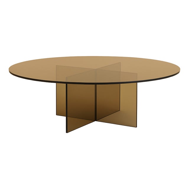 Round Coffee Table in Bronzed Glass by Lebanto For Sale