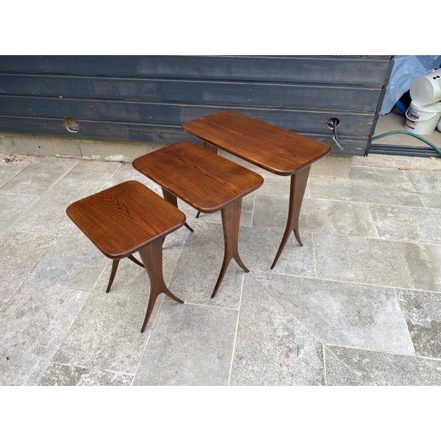 Vintage Scandinavian Nesting Tables by Raphaël Raffel, 1960, Set of 3 For Sale - Image 6 of 18