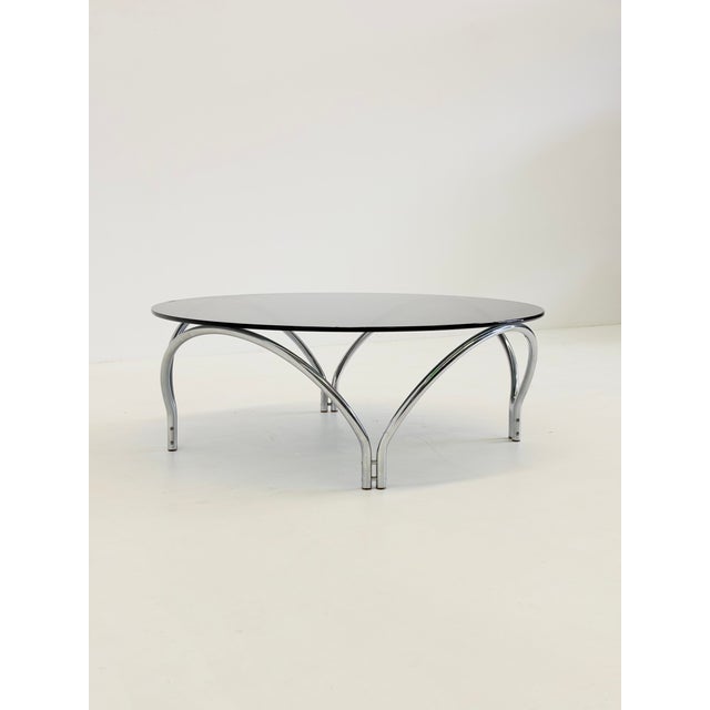 Vintage Space Age Coffee Table in Smoked Glass and Chrome, 1970s For Sale - Image 4 of 10