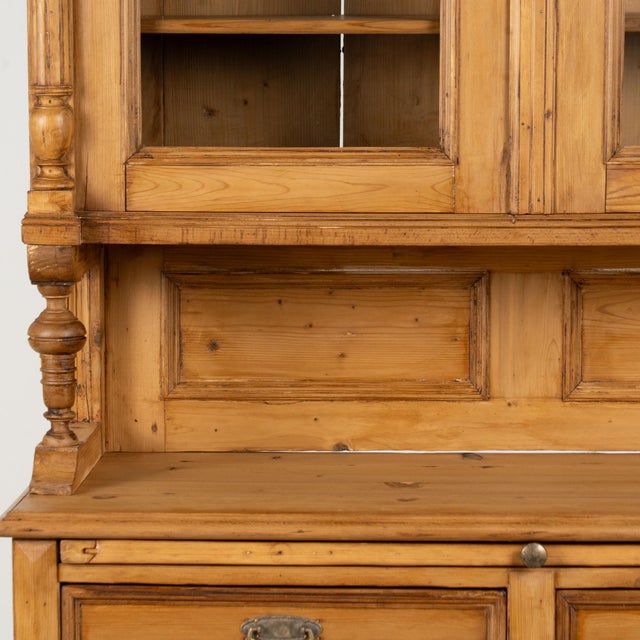 Brown 19th Century Hungarian Pine Breakfront Cupboard Display Cabinet For Sale - Image 8 of 18