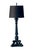 Neoclassical style table lamp with lacquered brass base in black. The candlestick lamp sits on a triangular base that...