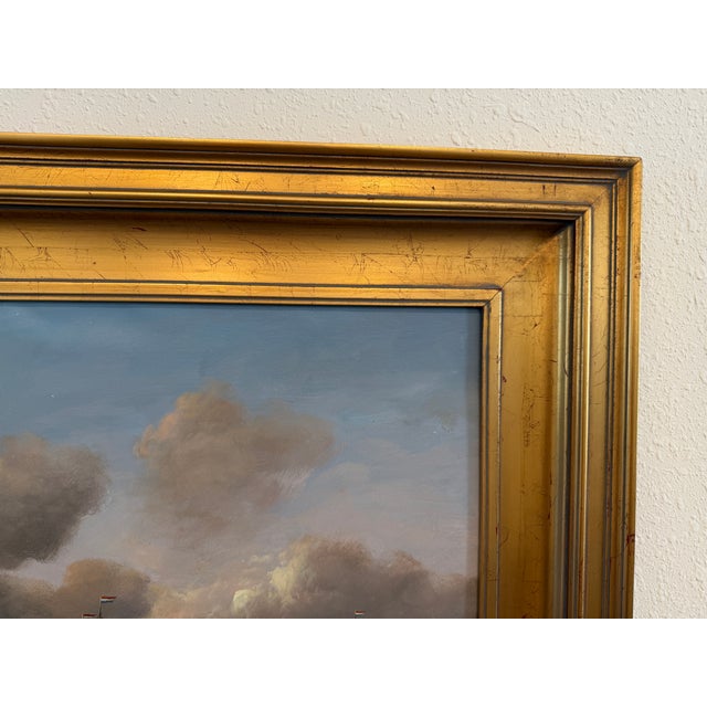 Vintage Maritime Seascape Oil Painting With Dutch Ships Nautical Naval Art For Sale In Jacksonville, FL - Image 6 of 9