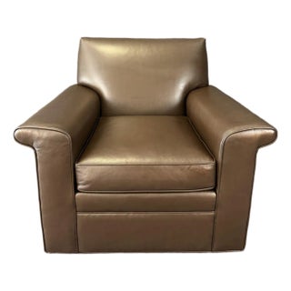Jessica Charles Leather Swivel Club Chair For Sale