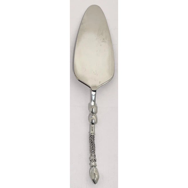 African Silver-Tone Cake & Pastry Server With Cowry and Braid Detail For Sale - Image 3 of 6