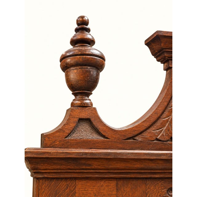 Brown Napoleon III Style Oak Entryway Wardrobe with Beveled Mirror For Sale - Image 8 of 10