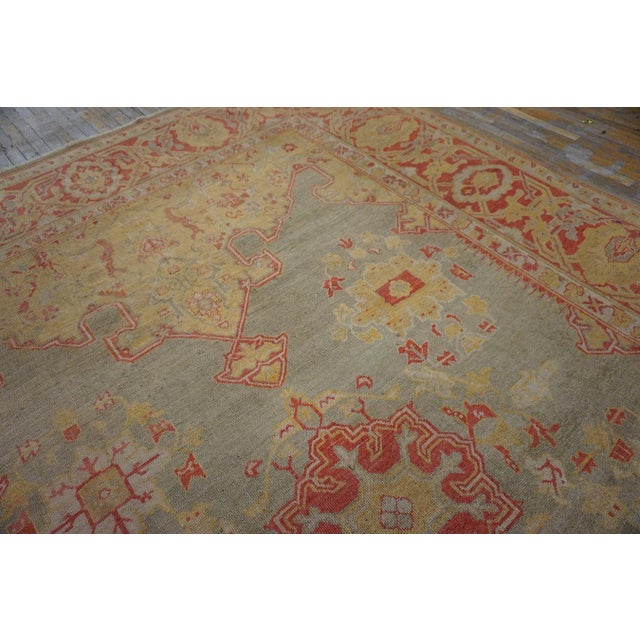 Sand Sand Background Color & Medallion Design Antique Turkish Oushak Rug For Sale - Image 8 of 11