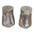 Mexican Salt and Pepper Shaker Pair 2pc Alpaca Silver Abalone Shell 5191b For Sale