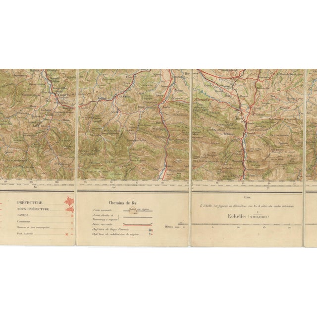 Blue Antique Tarbes & French Pyrenees Folding Map by Edward Stanford, 1922 For Sale - Image 8 of 12