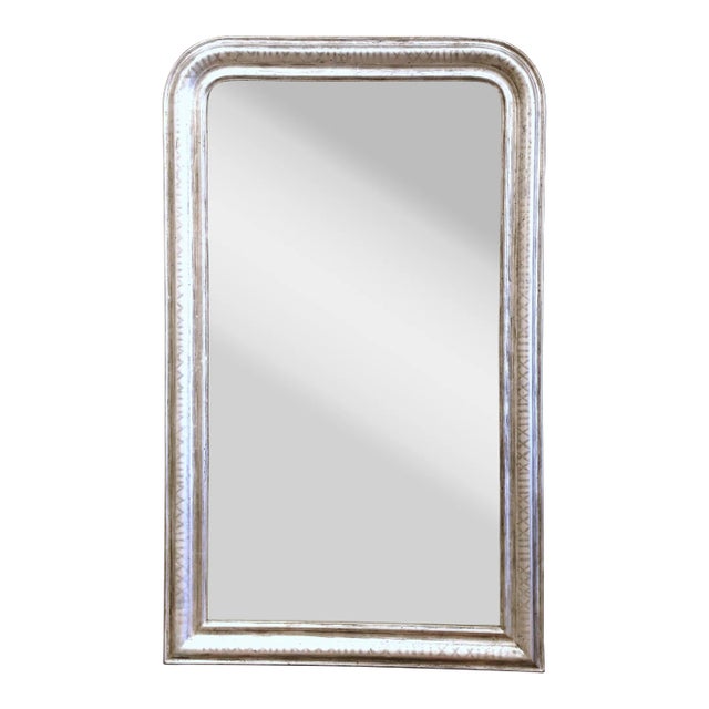 19th Century French Louis Philippe Silver Leaf Wall Mirror For Sale