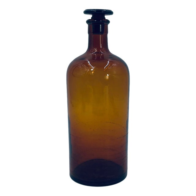 Vintage Glass Pharmacy Bottle, 1965 For Sale