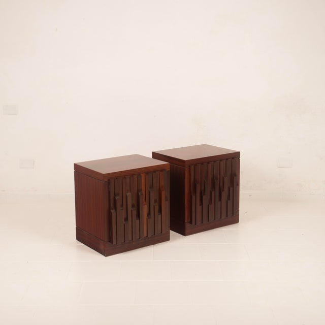 1970s Mid-Century Gaetano Padouk Wood Nightstands by Luciano Frigerio for Frigerio, 1970s, Set of 2 For Sale - Image 5 of 18