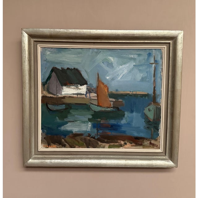 Gösta Ekdahl, Boat Harbour, 1963, Oil on Canvas, Framed For Sale - Image 10 of 13