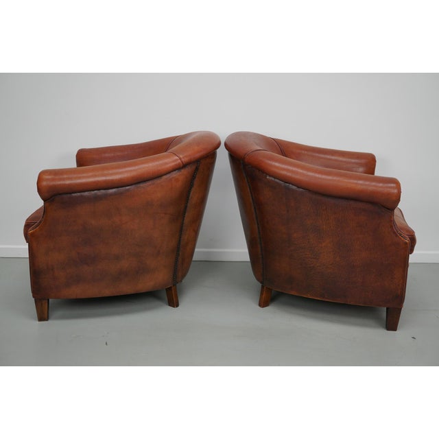Vintage Dutch Cognac Leather Club Chair, 1970s, Set of 2 For Sale - Image 13 of 18
