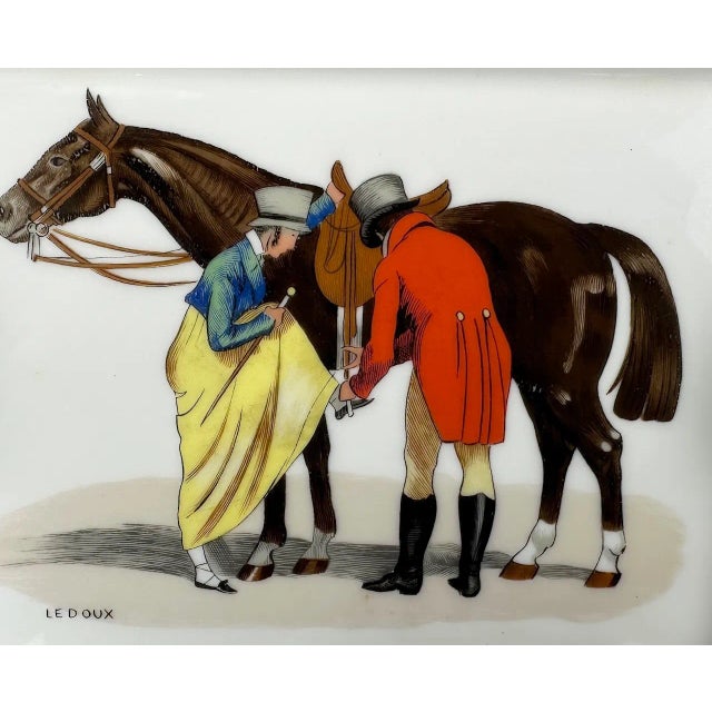 Mid-Century Modern Vintage Hermes Paris Philippe Ledoux Equestrian Porcelain Ashtray For Sale - Image 3 of 15
