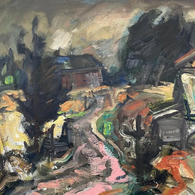 1950s Large Mid-Century Finnish Modernist Expressionist Oil Painting by Olavi Laine For Sale - Image 11 of 18