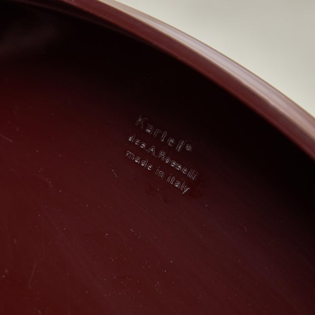 Maroon Round Bar & Serving Cart in Burgundy by Alberto Rosselli for Kartell, 1970s For Sale - Image 8 of 10