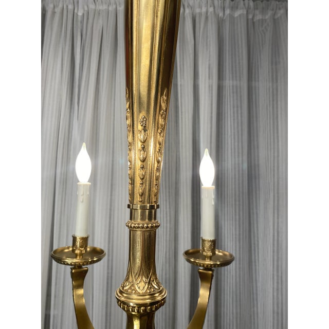 Large French Art Deco Bronze d'Ore Chandelier Attributed to Sue Et Mare, Parisian For Sale - Image 13 of 15