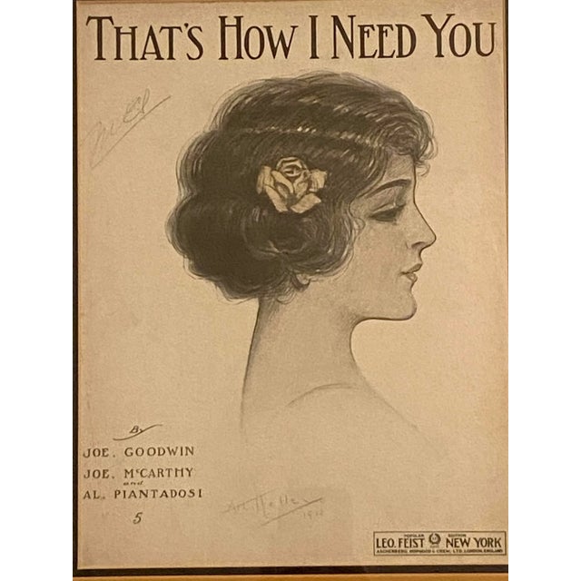 Original sheet music COVER ART for the popular 1911 song "THAT'S HOW I NEED YOU" sung by Miss Emma Carus. Miss Carus is...