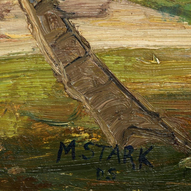 Vintage Tropical Landscape Painting With Houses by Melville F. Stark For Sale - Image 11 of 12