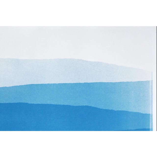 Contemporary 2026, Minimalist Panorama, Blue Mountains, Handmade Monotype Cyanotype Landscape in Blue Tones For Sale - Image 3 of 8