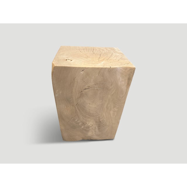Andrianna Shamaris St. Barts Bleached Teak Wood Side Table For Sale - Image 12 of 18