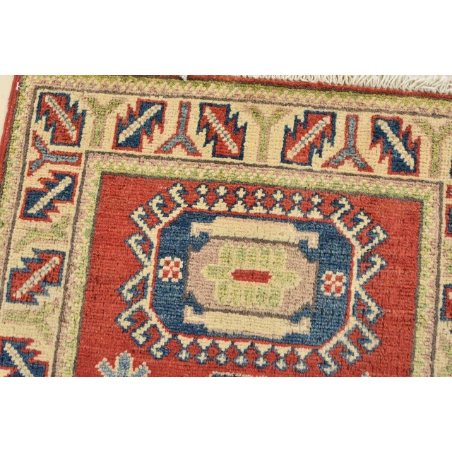 2020s Kazak Rug 2’1” X 3′ Red Wool Tribal Hand-Knotted Oriental Carpet For Sale - Image 5 of 9