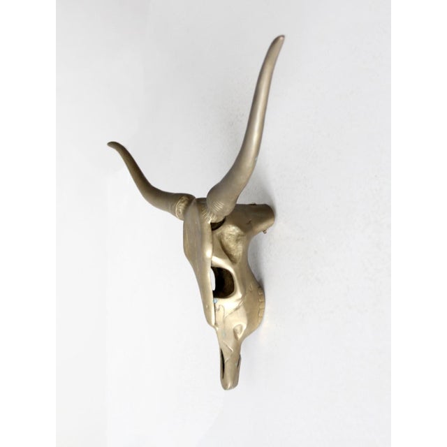 Vintage Brass Longhorn Wall Mount For Sale - Image 10 of 10