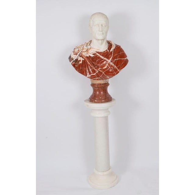 Stone Vintage Portrait Bust of Roman Emperor Otho on Pedestal, 20th Century, Carrara For Sale - Image 7 of 18