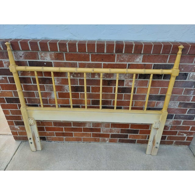 Mid Century Regency Faux Bamboo Headboard Fits Queen or Double Size - Original Yellow Finish - Very Good Vintage Condition...