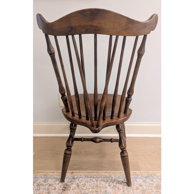 Vintage Temple Stuart Maple Brace Back Windsor Chair Fiddleback For Sale - Image 4 of 9