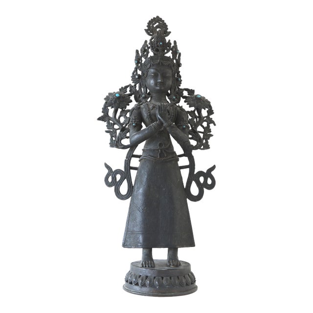 Antique 19th Century Bronze Tibetan Bodhisattva Signed For Sale