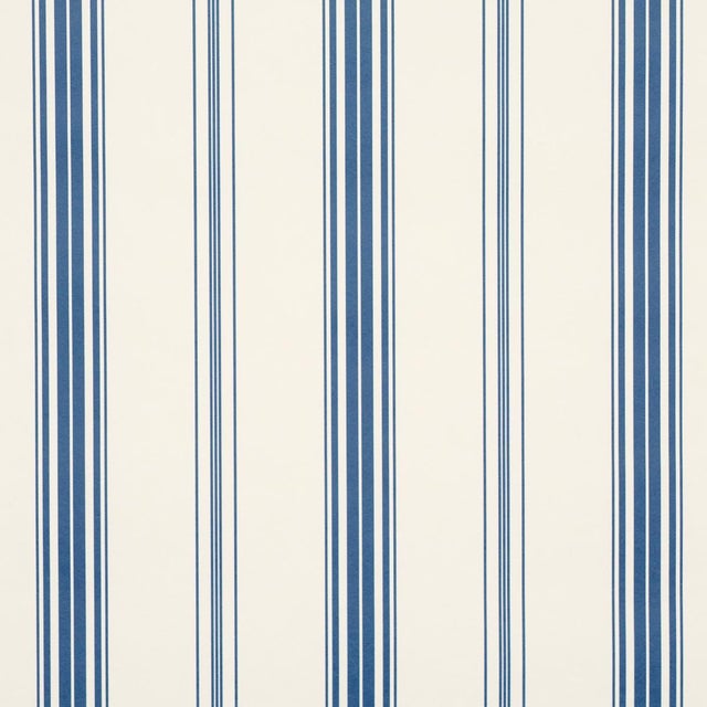 Traditional Sample - Schumacher Coco Stripe Wallcovering In Indigo For Sale - Image 3 of 6