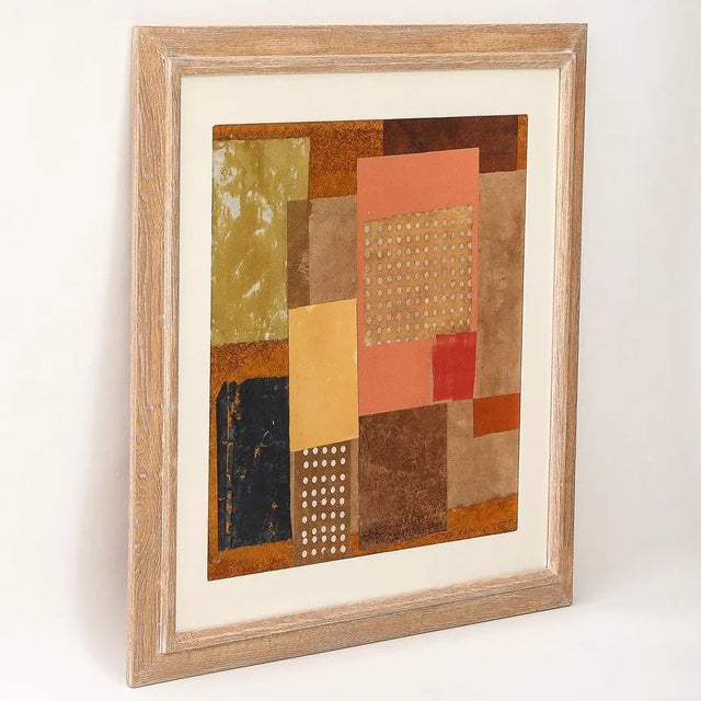 - Mixed media collage. Newly framed in limed oak with UV-resistant plexiglass. - Sarah Desmarais works in a variety of...