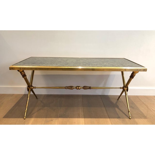 1940s Neoclassical style coffee table with marble top in the style of Raymond Subes For Sale - Image 12 of 12