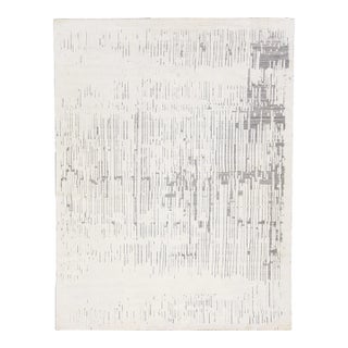 Ivory Modern Moroccan Style Handmade Wool Rug With Abstract Motif by Apadana For Sale