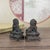 Pair of Miniature Bronze Guardian Lions – 1.8" Foo Dog Statues on Pedestals For Sale - Image 4 of 9