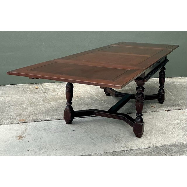 Vintage Hand Carved Extendable Dining Table For Sale - Image 4 of 13