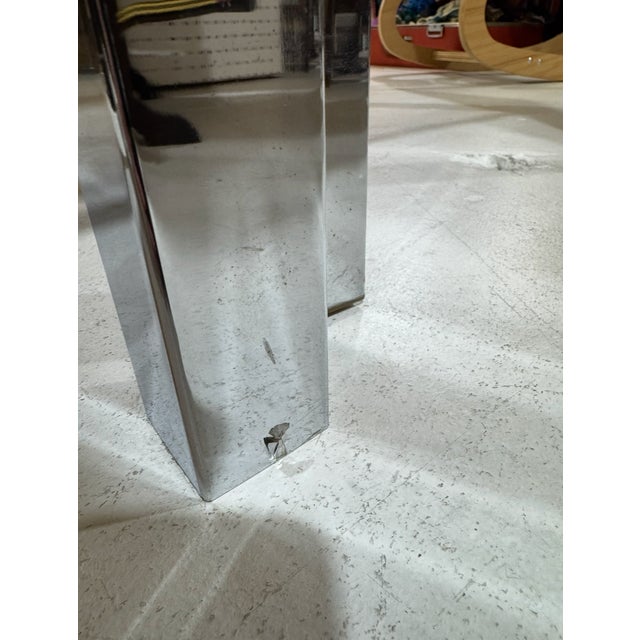 Pair of 1970s Mid-Century Modern Wood Laminate & Chrome Side Tables For Sale - Image 13 of 14