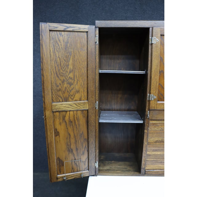 Early 20th Century Rare Antique Oak Hoosier Cabinet With Porcelain Work Surface For Sale - Image 5 of 10