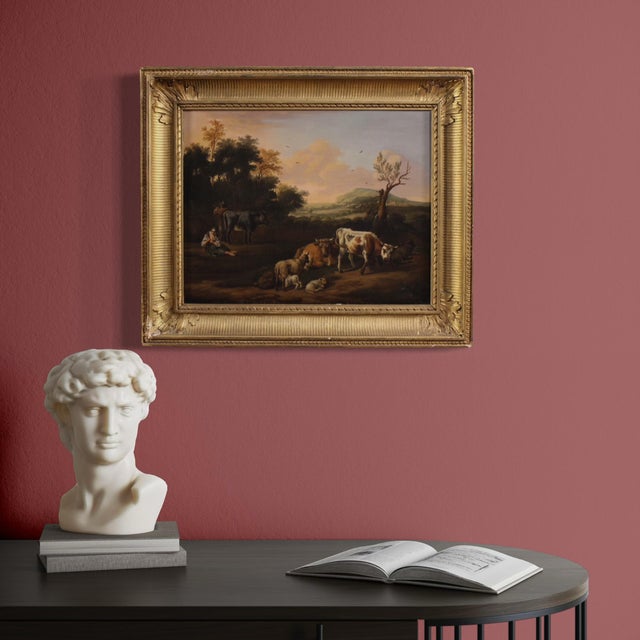 Flemish Artist, Bucolic Landscape, 1760, Oil on Canvas, Framed For Sale - Image 15 of 16