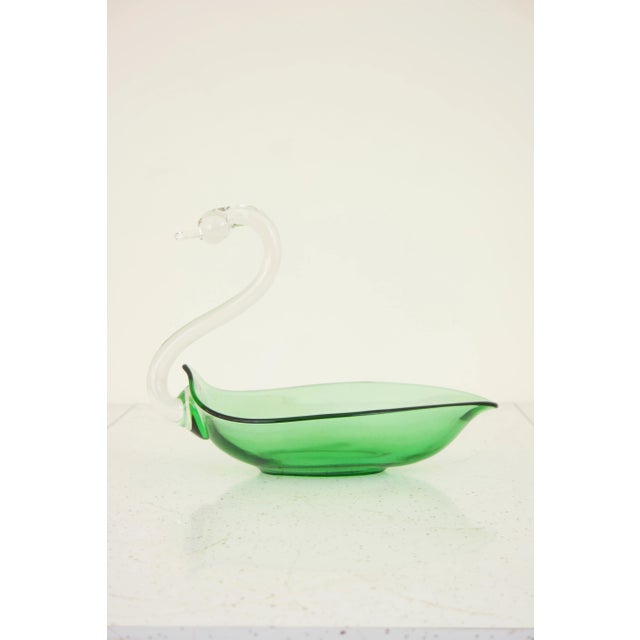 Vintage Mid-Century Modern Glass Sculptural Swan Dish For Sale - Image 10 of 10