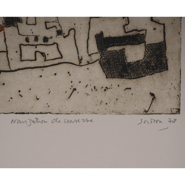 Modern Jacques Soisson, Navigation in a Can with a Medallion, Original Engraving For Sale - Image 3 of 5