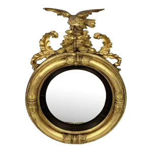 Georgian Giltwood Convex Mirror With an Eagle