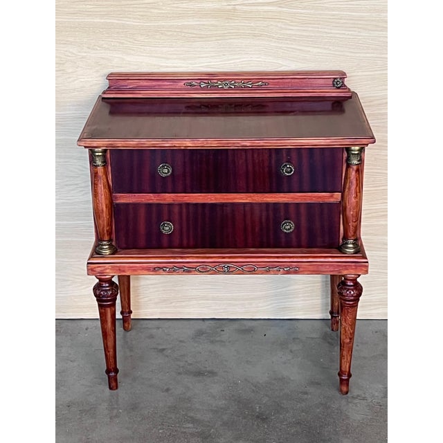 20th Century Pair of French Raspberry Red Wooden Two drawers Nightstands For Sale - Image 18 of 18