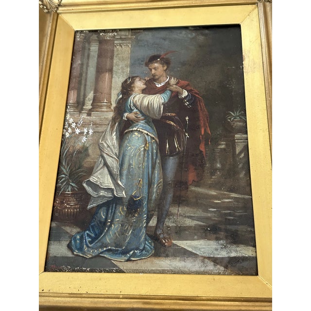Antique Reproduction Painting of Annie M Snyder’s Elizabethan Lovers c. 1852-1927. Painting on canvas appears older than...