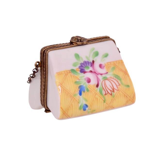 French Limoges Numbered Yellow Flower Purse Box For Sale - Image 3 of 7