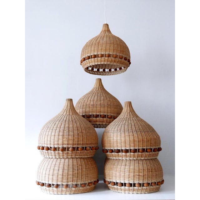 Mid-Century Modern Rattan Tulip Pendant Lamp, Germany, 1960s For Sale - Image 16 of 18