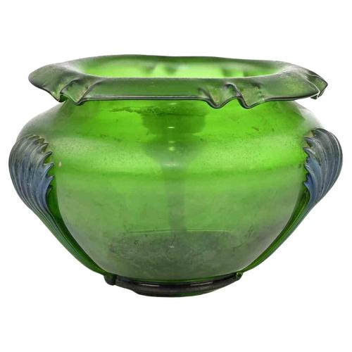 Art Nouveau Iridescent Green Glass Vase For Sale - Image 5 of 5