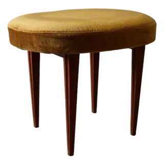 Mid 20th Century Italian Wood and Velvet Stool For Sale